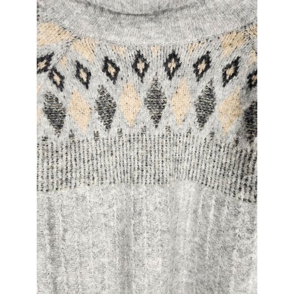 Artelier Nicole Miller Sweater Womens Icelandic Gray Fair Isle Knit 1X - Picture 2 of 6